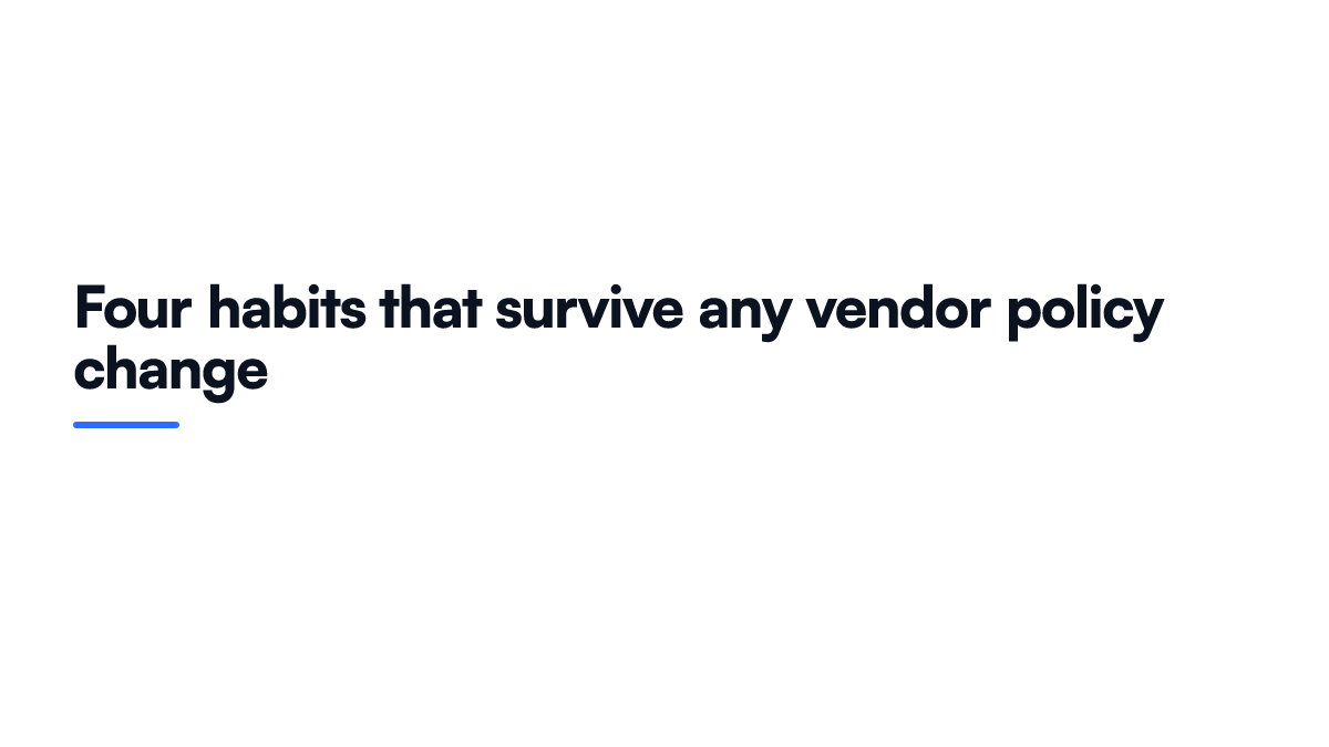 Illustrated card listing four working habits a small shop can adopt to reduce what it sends to AI vendors