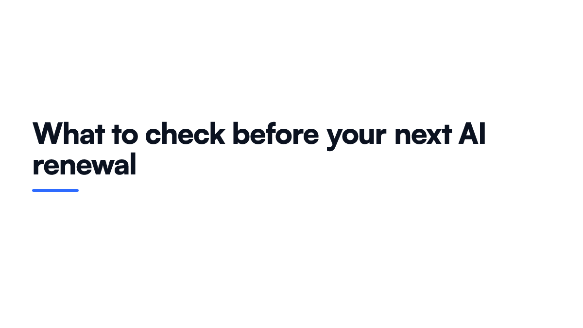 Card listing three checks a seller should run on their AI setup before the next billing renewal date