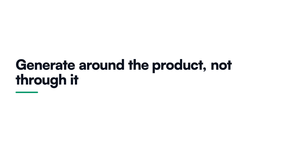 Card summarising the rule for AI product video, generate backgrounds and graphics around the item while keeping close inspection frames as real filmed footage