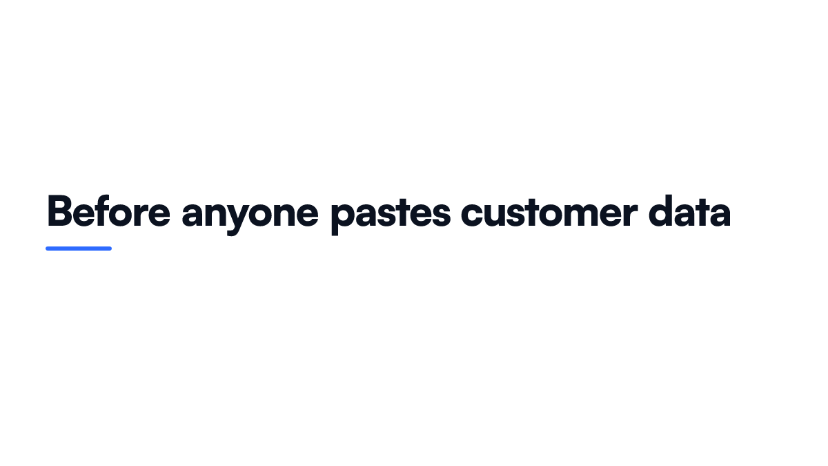 Card showing four steps to take before pasting customer data into an AI tool, from sorting the message into classes to writing the rule down